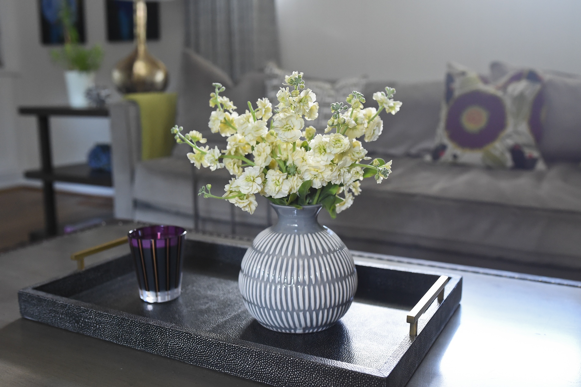 Tray With Vase And Flowers Living Room Coffee Table