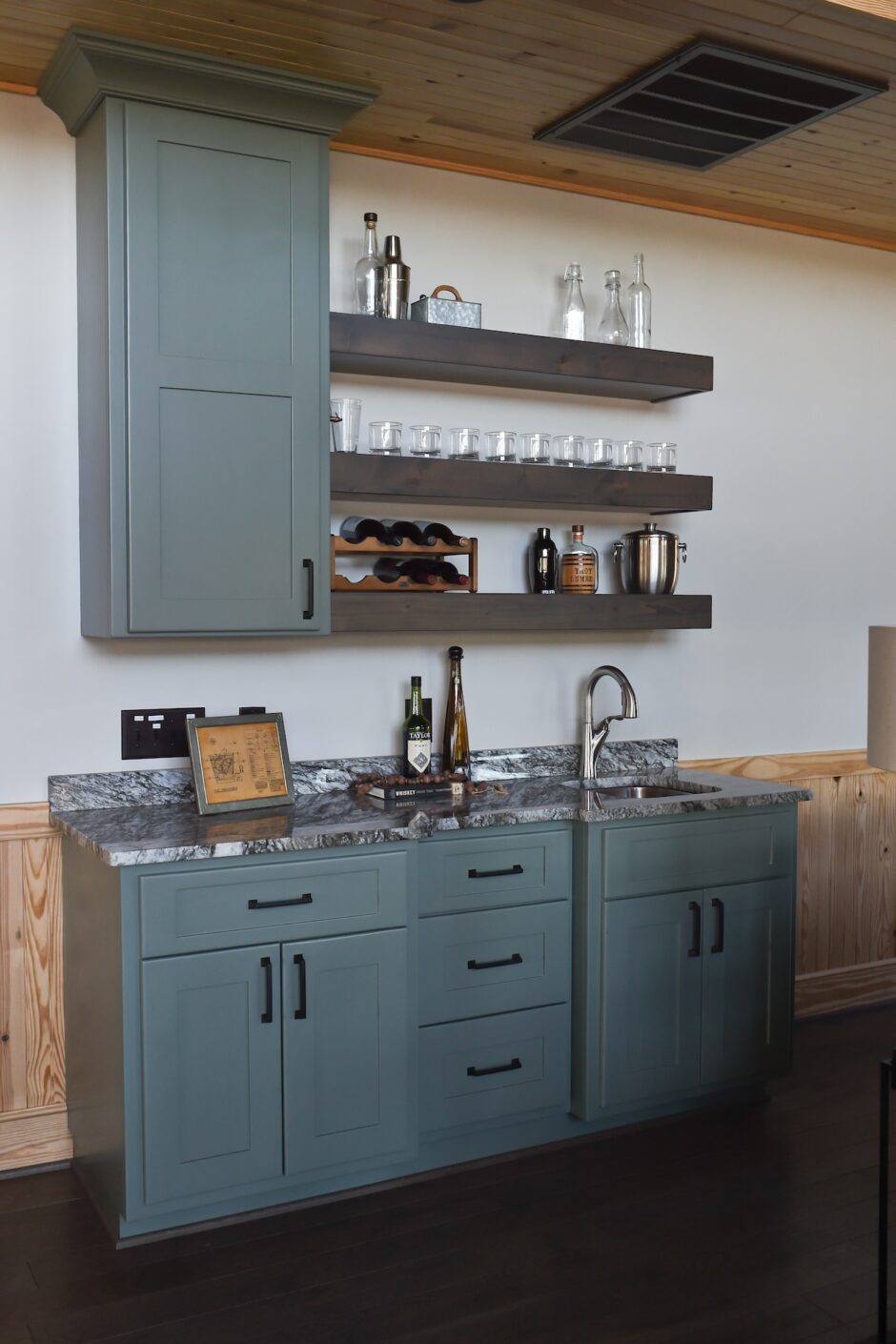 Wet Bar With Floating Shelves Lisa Hatley Design